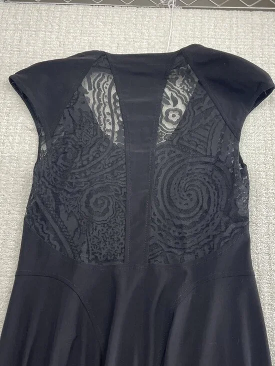 Joseph Ribkoff Midi Dress Black Sz 10 Asymmetrical Witchy Goth Avant-Garde - Picture 7 of 8